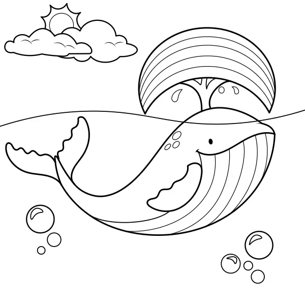 The Whale with a Rainbow | Online coloring pages for kids