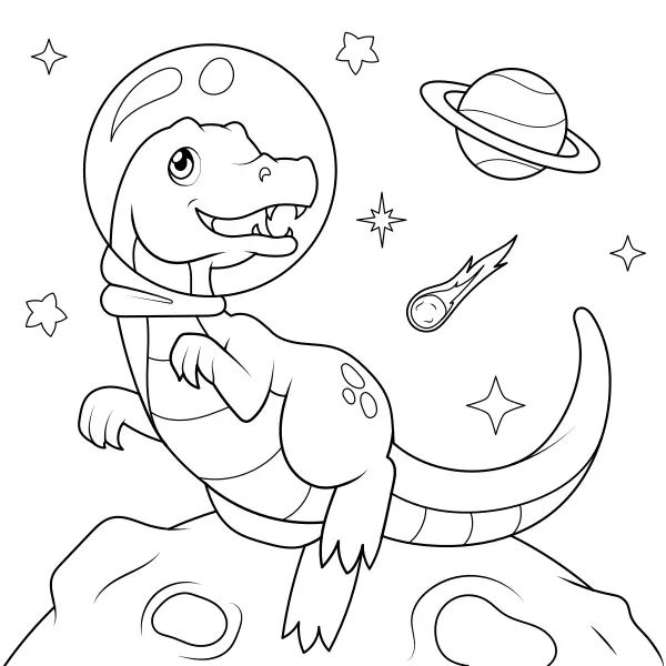 A Dinosaur in Space | Online coloring pages for kids