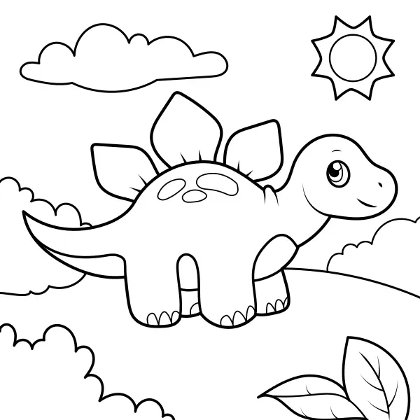 Dinosaur – Little Stegosaurus | Online coloring pages for kids
