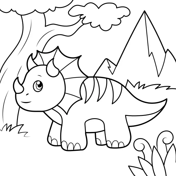 Dinosaur – Little Triceratops | Online coloring pages for kids