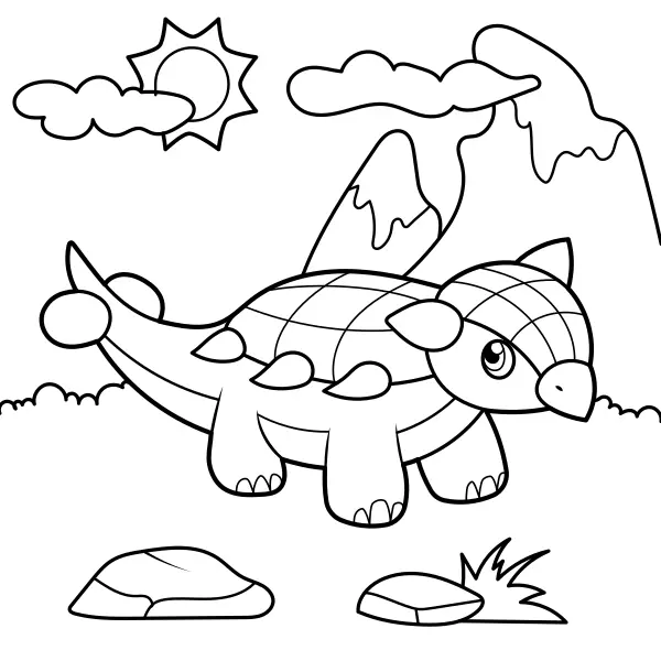 Dinosaur – Little Ankylosaurus | Online coloring pages for kids