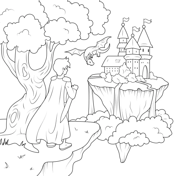 A Castle in the Clouds | Online coloring pages for kids