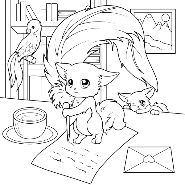The Elf Writes Letters | Online coloring pages for kids