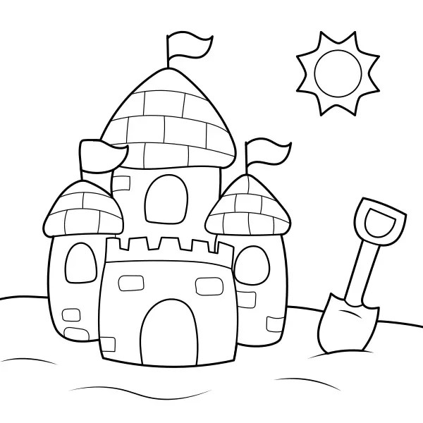 Sandcastle | Online coloring pages for kids