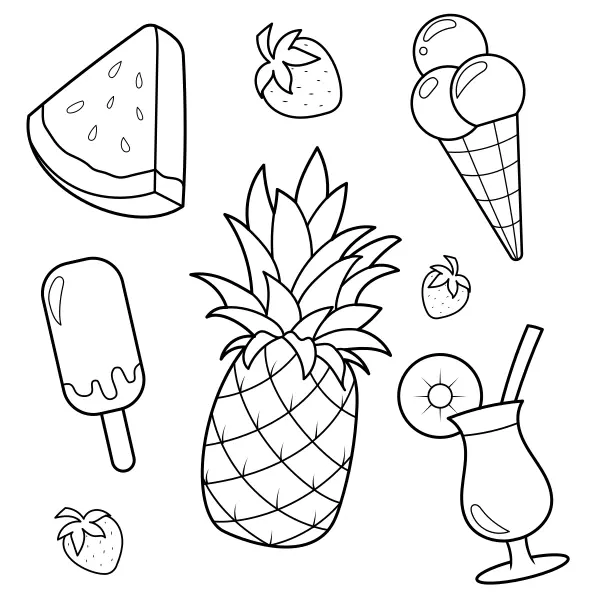 Summer Food | Online coloring pages for kids