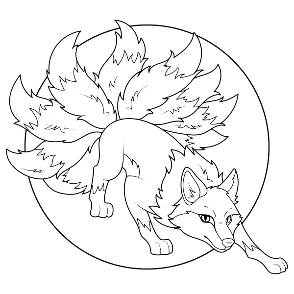 The Fox with Nine Tails | Online coloring pages for kids