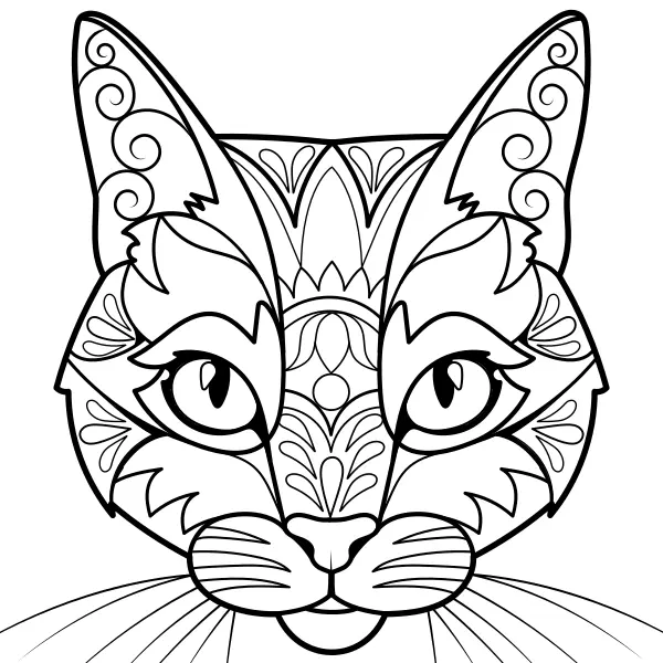 Mandala – Cat | Online coloring pages for kids