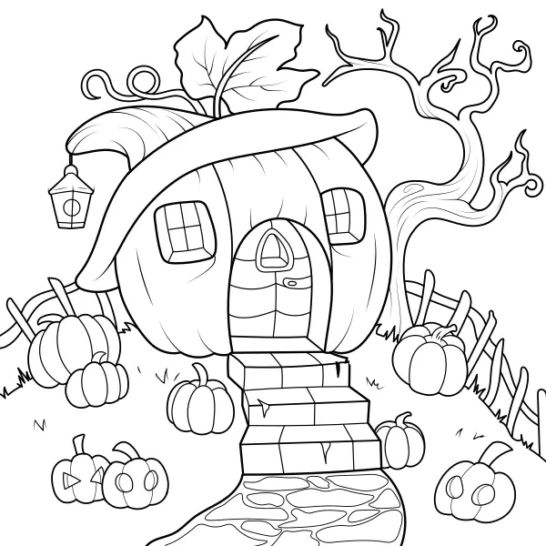 The Pumpkin House | Online coloring pages for kids