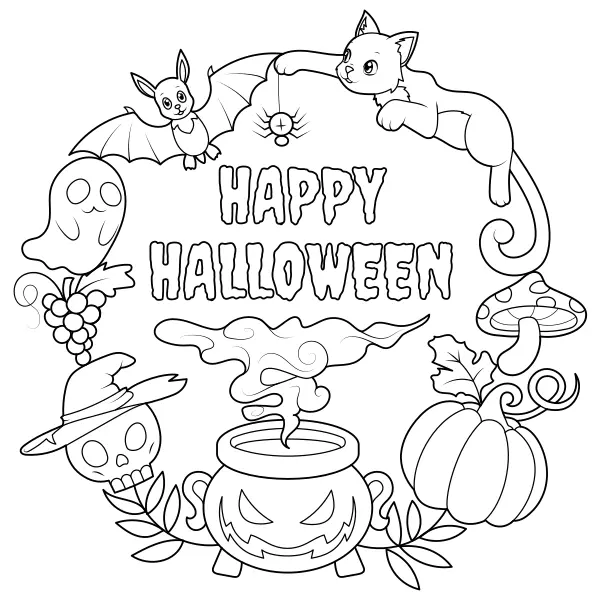 Happy Halloween | Online coloring pages for kids