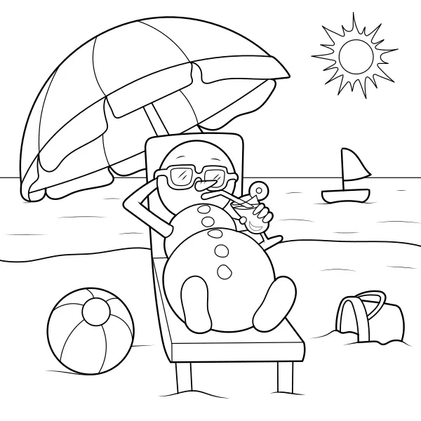 A Snowman on the Beach | Online coloring pages for kids