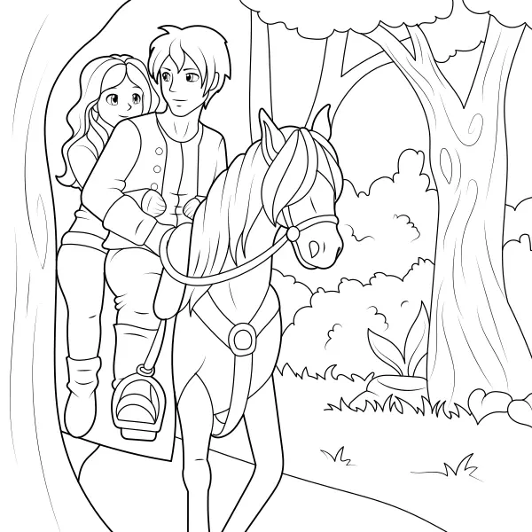 A Ride Through the Forest | Online coloring pages for kids