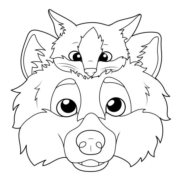 A Dog and a Cat | Online coloring pages for kids
