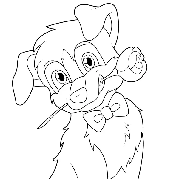 A Dog with a Rose | Online coloring pages for kids