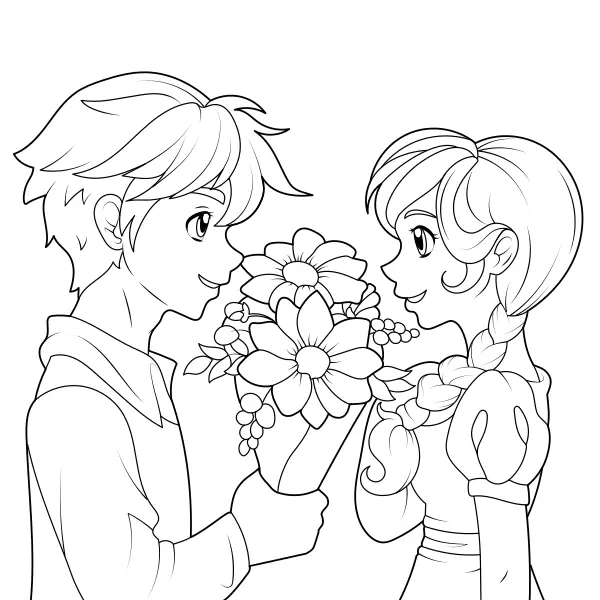 Valentine’s Day Bouquet | Online coloring pages for kids