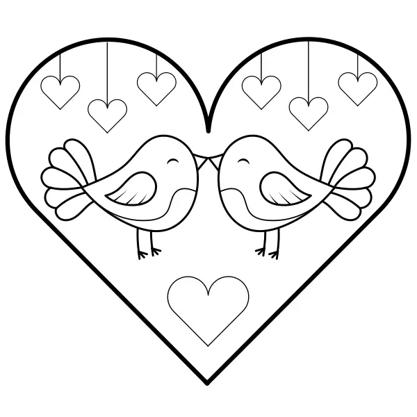 Birds in Love | Online coloring pages for kids
