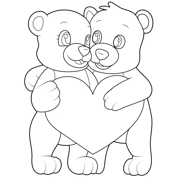 Bears with a Heart | Online coloring pages for kids