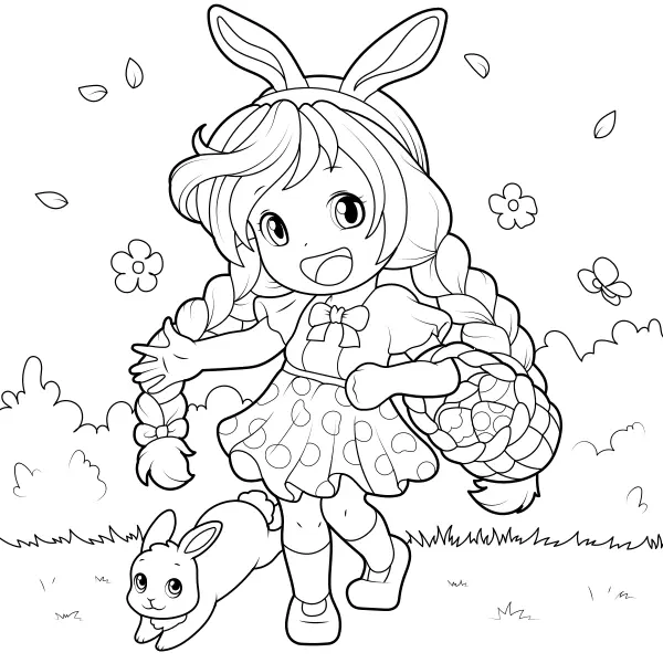 Cute Easter Girl | Online coloring pages for kids