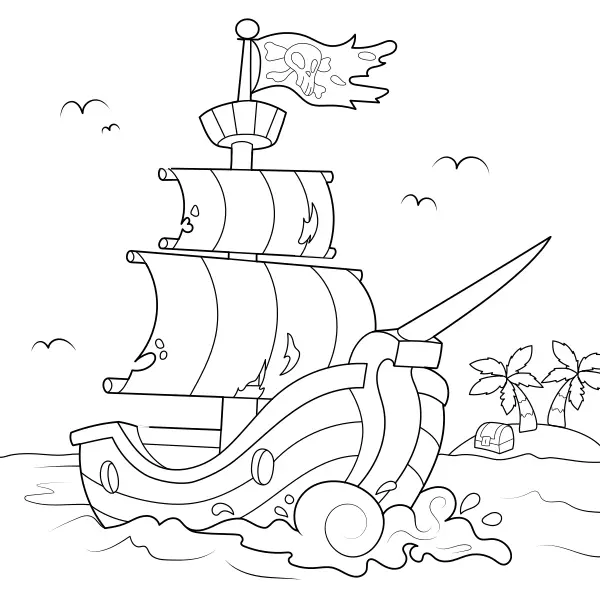 Pirate Ship | Online coloring pages for kids