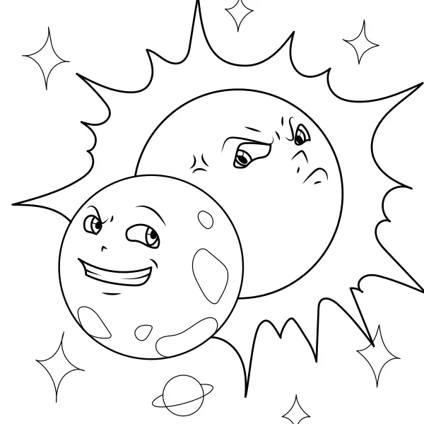 Solar Eclipse | Online coloring pages for kids