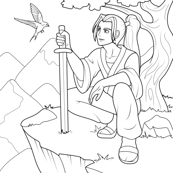 A Man with a Sword | Online coloring pages for kids