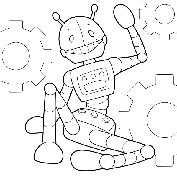 The Waving Robot | Online coloring pages for kids