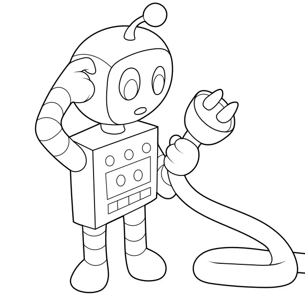 Robot with a plug | Online coloring pages for kids