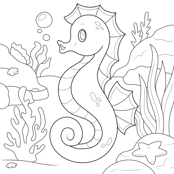 Seahorse | Online coloring pages for kids
