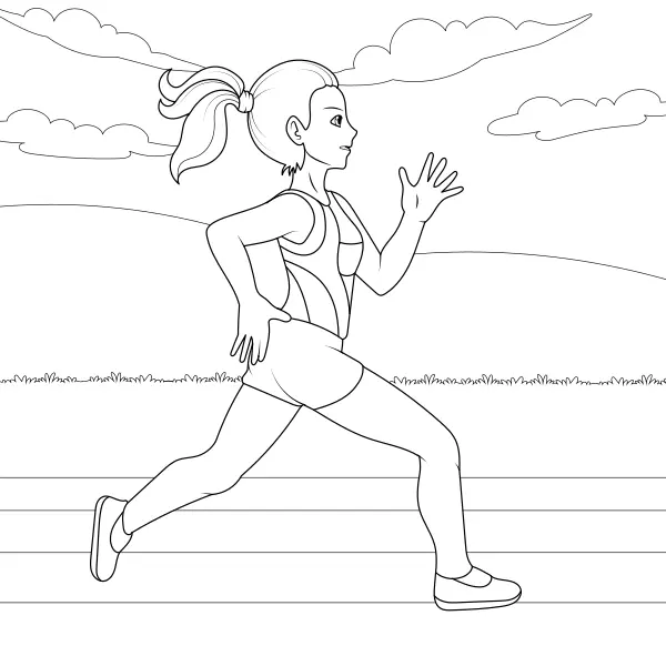 Female Runner | Online coloring pages for kids