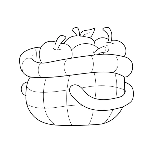 A basket of apples | Online coloring pages for kids