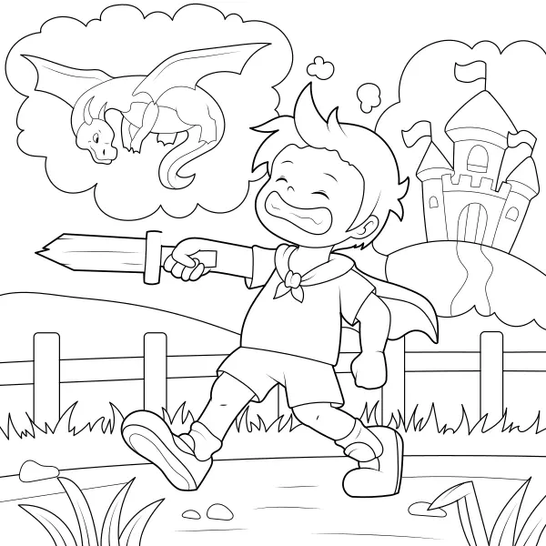 A Boy Dreams | Online coloring pages for kids