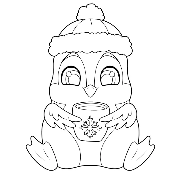 A Bird with a Glass | Online coloring pages for kids