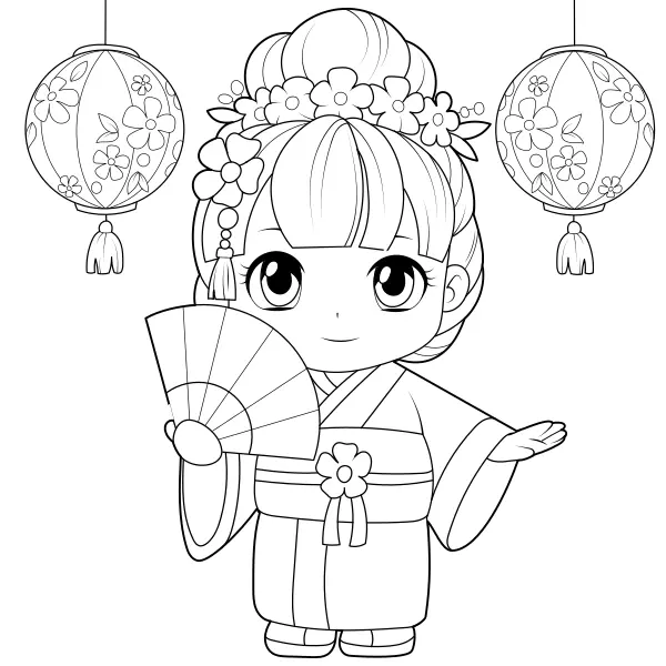 The Little Geisha | Online coloring pages for kids