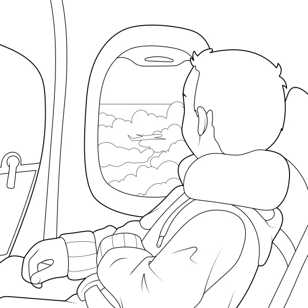 The Boy on the Plane | Online coloring pages for kids