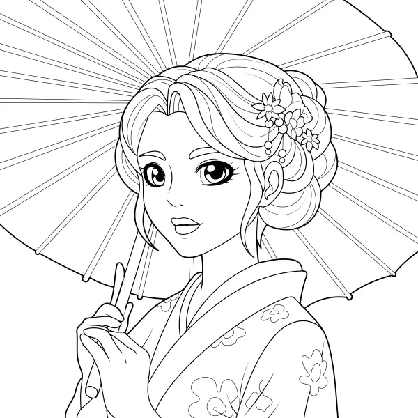 Geisha | Online coloring pages for kids