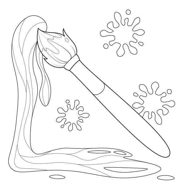 A paintbrush with paint | Online coloring pages for kids