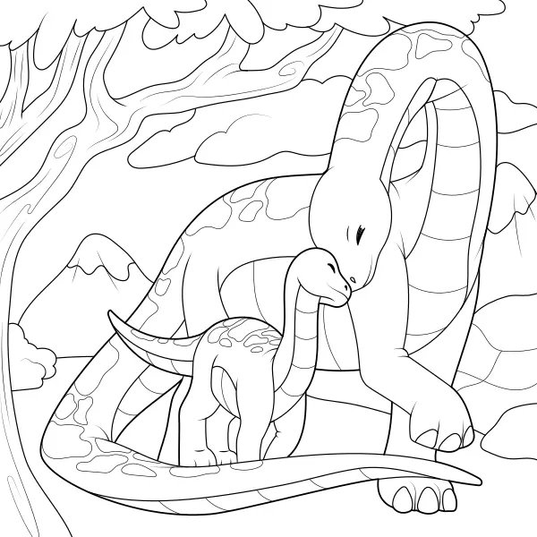 The Diplodocus Family | Online coloring pages for kids
