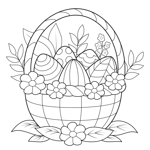 Easter basket with eggs | Online coloring pages for kids