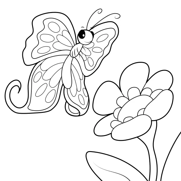 A Butterfly and a Flower | Online coloring pages for kids