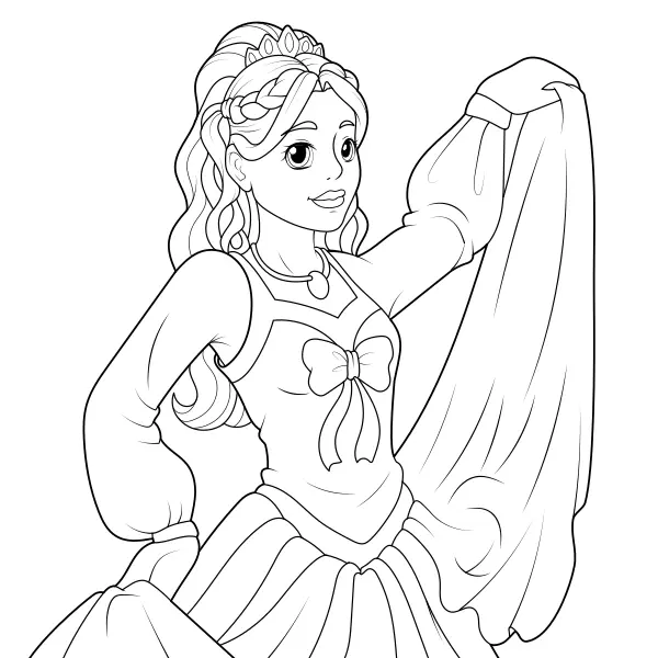 The Princess Dances | Online coloring pages for kids