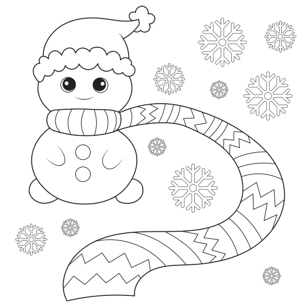 Snowman with a Scarf | Online coloring pages for kids