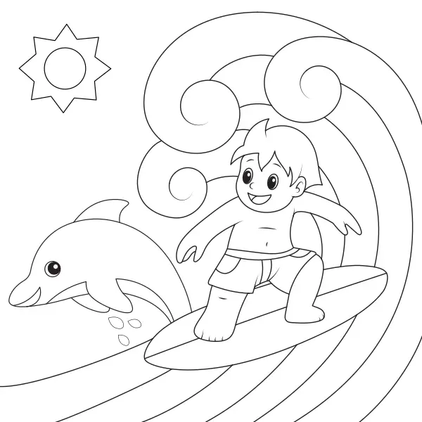 Surfer | Online coloring pages for kids