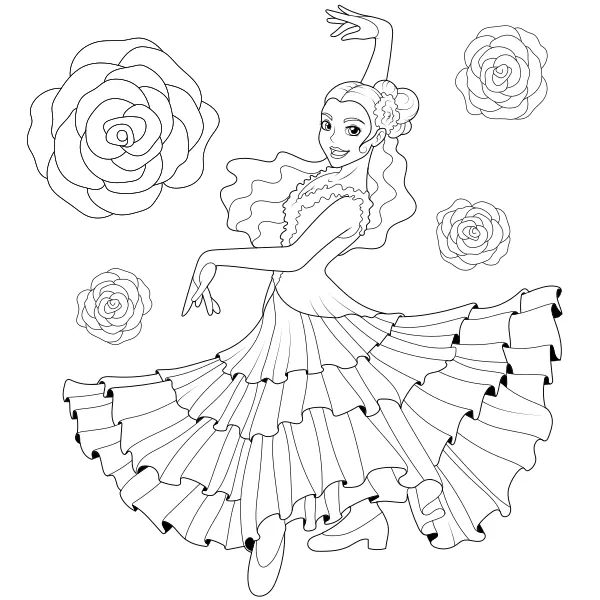 Flamenco Dancer | Online coloring pages for kids