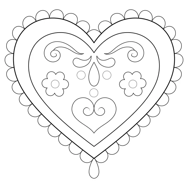 Decorated Heart | Online coloring pages for kids