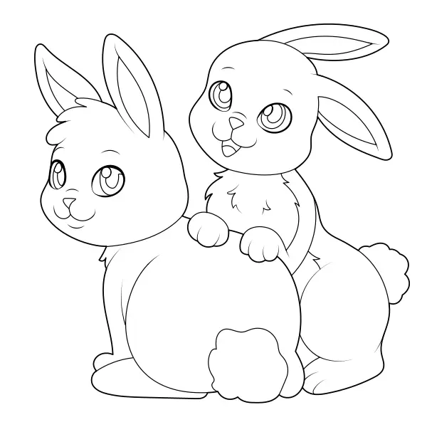 Two Bunnies | Online coloring pages for kids