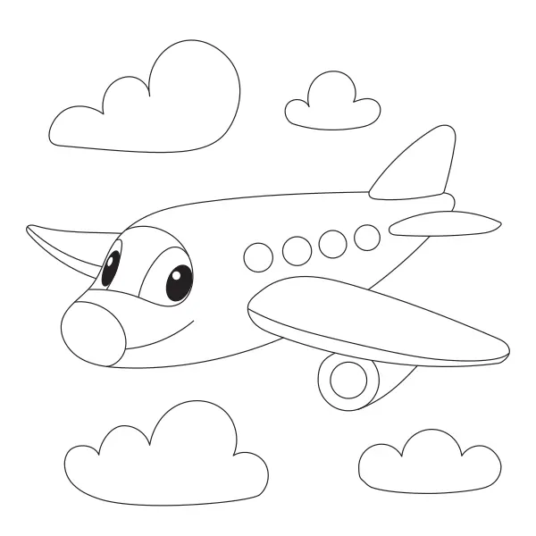 An airplane in the sky | Online coloring pages for kids