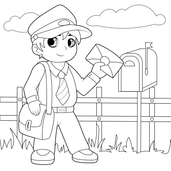 Postman | Online coloring pages for kids