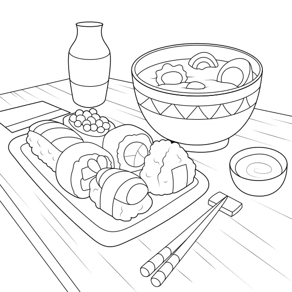 Sushi | Online coloring pages for kids