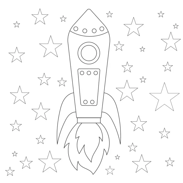 The Rocket and the Stars | Online coloring pages for kids