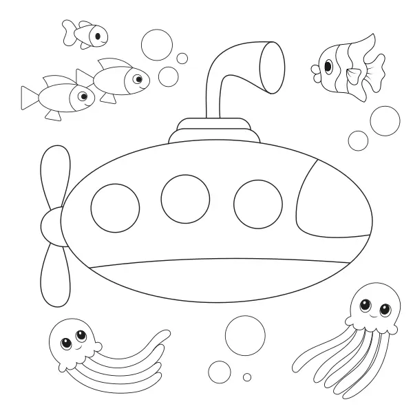 Submarine | Online coloring pages for kids