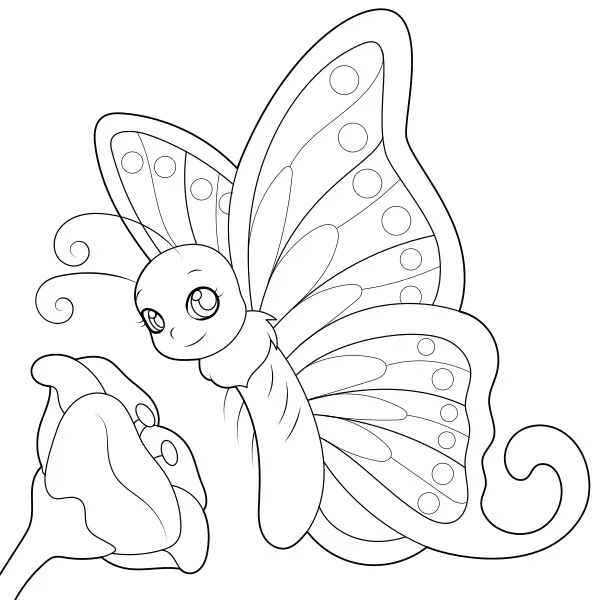 A Butterfly and a Flower | Online coloring pages for kids